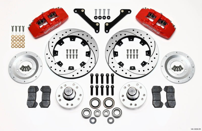 Wilwood Dynapro 6 Front Hub Kit 12.19in Drilled Red 79-81 Camaro — Wilwood