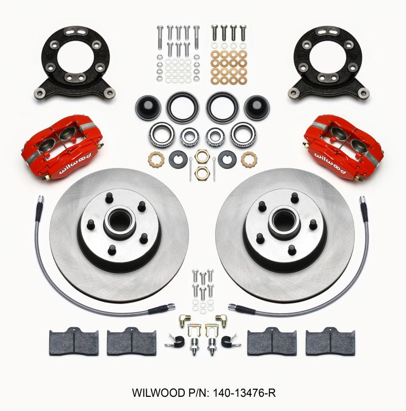 Wilwood Forged Dynalite-M Front Kit 11.30in 1 PC Rotor&Hub Red 1965-1969 Mustang Disc & Drum Spindle — Wilwood
