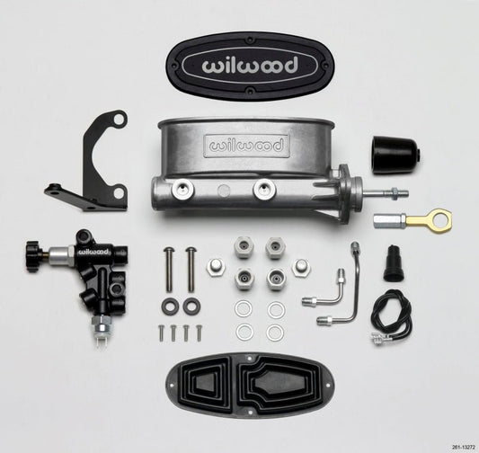 Wilwood HV Tandem M/C Kit w L/H Bracket & Prop Valve - 7/8in Bore-W/Pushrod - Early Mustang — Wilwood