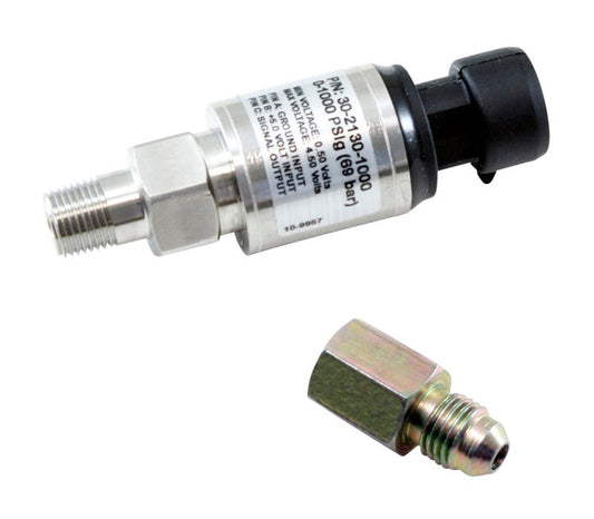 AEM 1000 PSIg Stainless Sensor Kit - 1/8in NPT Male Thread to -4 Adapter — AEM