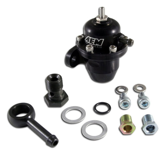 AEM 86-93 Acura / 95-98 TL / 88-91 Civic/CRX / 92-01 Prelude Black Adjustable Fuel Pressure Regulato — AEM