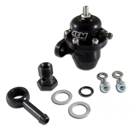 AEM 86-93 Acura / 95-98 TL / 88-91 Civic/CRX / 92-01 Prelude Black Adjustable Fuel Pressure Regulato — AEM