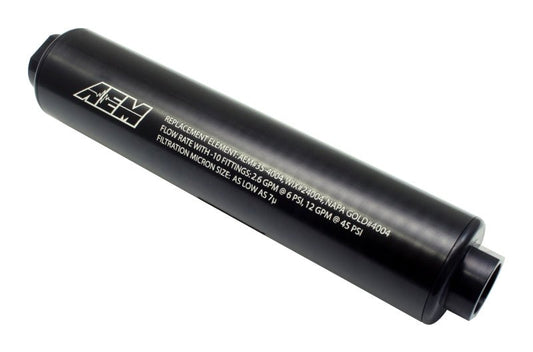 AEM Universal High Flow -10 AN Inline Black Fuel Filter — AEM