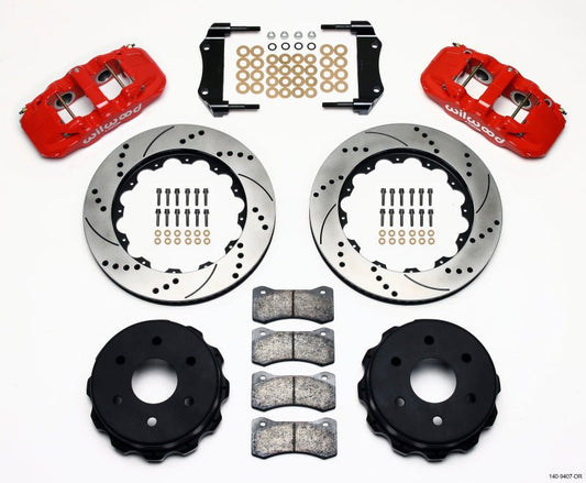 Wilwood AERO4 RearTruck Kit 14.25in Drill Red 1999-2010 GM 1500-SUV 1 Piston OE Caliper — Wilwood