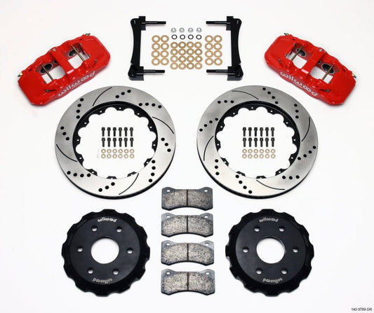 Wilwood AERO6 Front Truck Kit 14.25in Drill Red 1999-2014 GM Truck/SUV 1500 — Wilwood