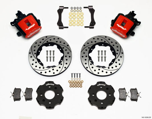 Wilwood Combination Parking Brake Rear Kit 11.00in Drilled Red Civic / Integra Disc 2.39 Hub Offset — Wilwood