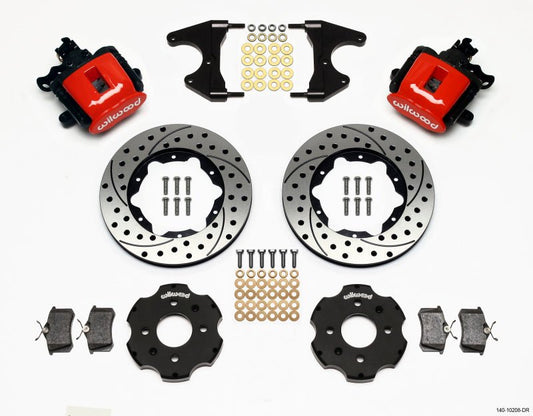 Wilwood Combination Parking Brake Rear Kit 11.00in Drilled Red Civic / Integra Drum 2.46 Hub Offset — Wilwood