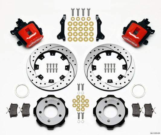 Wilwood Combination Parking Brake Rear Kit 12.19in Drilled Red 2006-Up Civic / CRZ — Wilwood