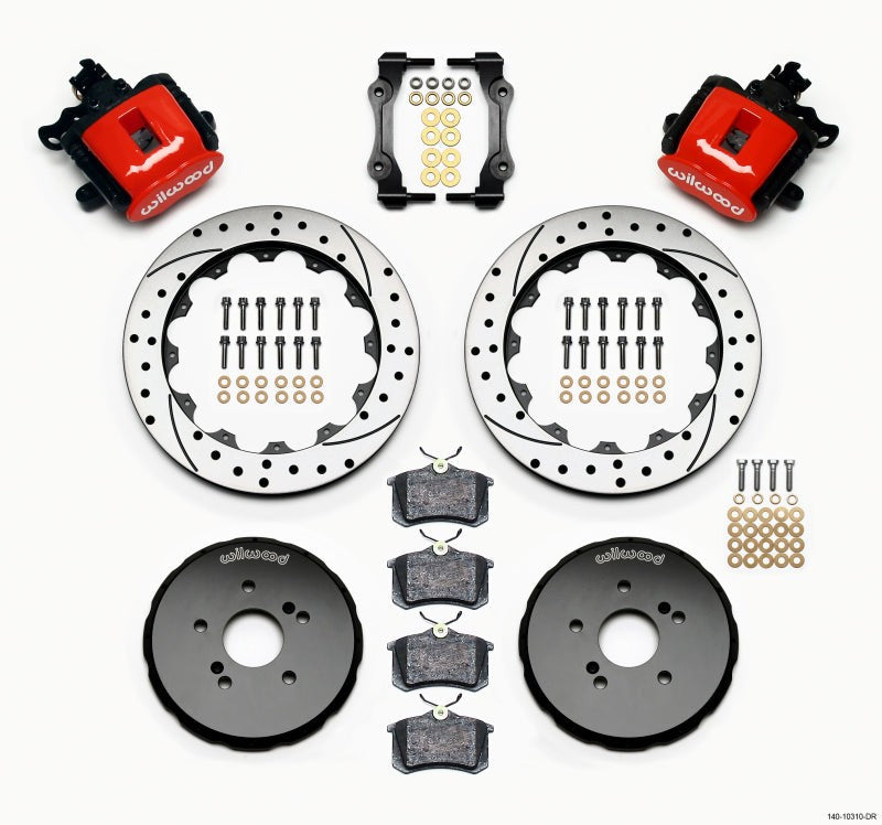 Wilwood Combination Parking Brake Rear Kit 12.88in Drilled Red Honda S2000 — Wilwood