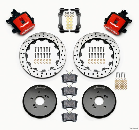 Wilwood Combination Parking Brake Rear Kit 12.88in Drilled Red Honda S2000 — Wilwood