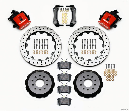Wilwood Combination Parking Brake Rear Kit 12.88in Drilled Red Mustang 94-04 — Wilwood