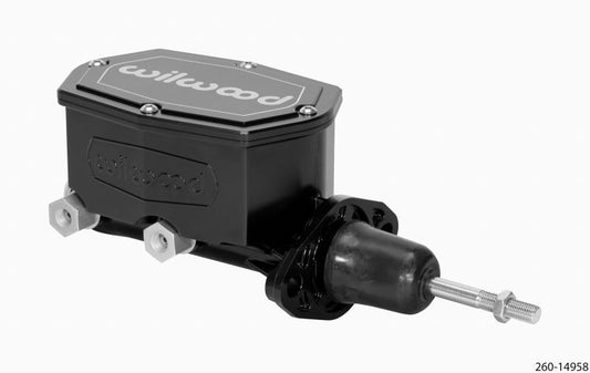 Wilwood Compact Tandem Master Cylinder - 15/16in Bore - w/Pushrod (Black) — Wilwood