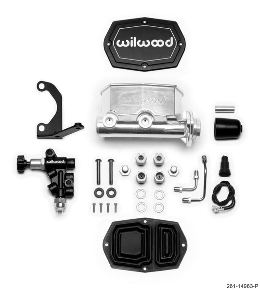 Wilwood Compact Tandem M/C - 1in Bore - w/Bracket and Valve - Ball Burnished — Wilwood