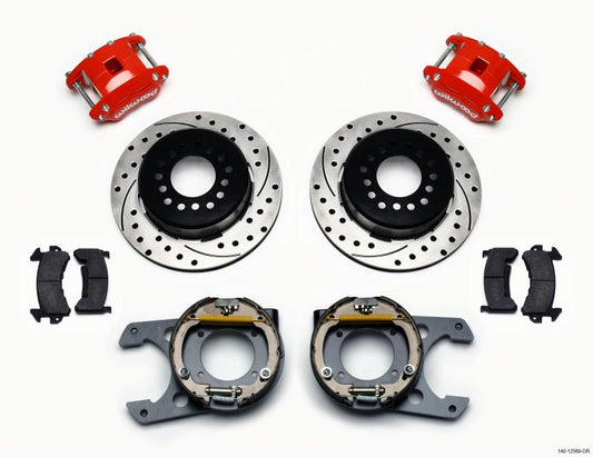 Wilwood D154 P/S P-B Kit Drilled-Red Chevy C-10 2.42 Offset 5-lug — Wilwood