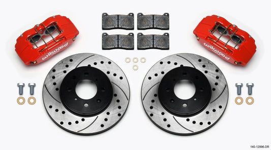 Wilwood DPHA Front Caliper & Rotor Kit Drill Red Honda / Acura w/ 262mm OE Rotor — Wilwood