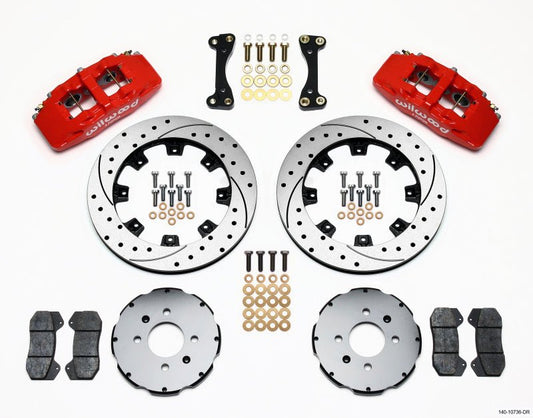 Wilwood Dynapro 6 Front Hat Kit 12.19in Drilled Red 90-99 Civic w/240 mm Disc — Wilwood