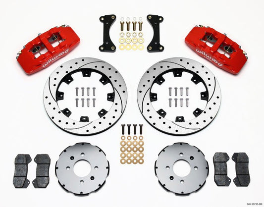 Wilwood Dynapro 6 Front Hat Kit 12.19in Drilled Red 94-01 Honda/Acura w/262mm Disc — Wilwood