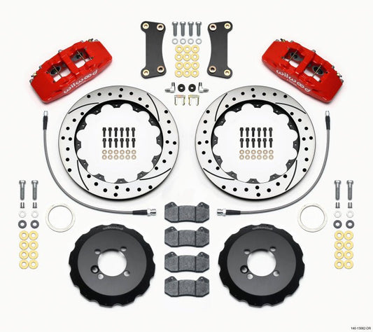 Wilwood Dynapro 6 Front Hat Kit 12.88in Drilled Red 2002-Up Mini Cooper w/ Lines — Wilwood
