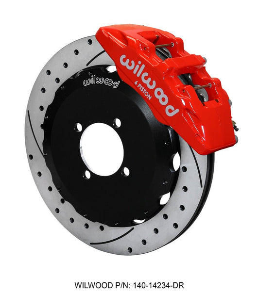 Wilwood Dynapro 6 Front Hat Kit 12.88in Drilled Red 2016-Up Mazda MX5 Miata w/ Lines — Wilwood