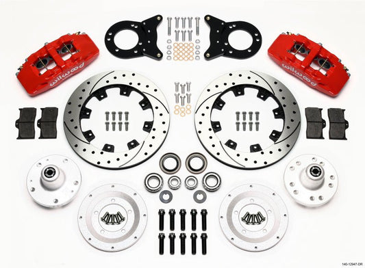 Wilwood Dynapro 6 Front Hub Kit 12.19in Drill Red 1965-1969 Mustang Disc & Drum Spindle — Wilwood