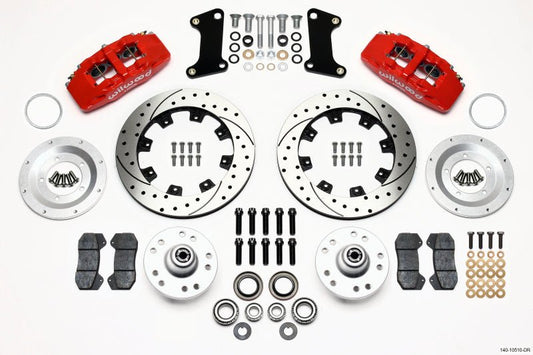 Wilwood Dynapro 6 Front Hub Kit 12.19in Drilled Red 67-69 Camaro (*Line Kit Needed*) — Wilwood