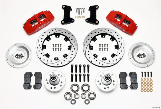 Wilwood Dynapro 6 Front Hub Kit 12.19in Drilled Red 74-80 Pinto/Mustang II Disc Spindle only — Wilwood