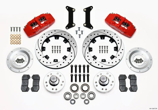 Wilwood Dynapro 6 Front Hub Kit 12.19in Drilled Red 79-87 GM G Body — Wilwood