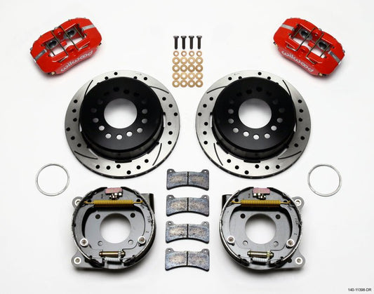 Wilwood Dynapro Low-Profile 11.00in P-Brake Kit Drill-Red Chevy 12 Bolt 2.75in Off w/ C-Clips — Wilwood