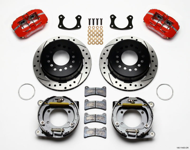 Wilwood Dynapro Low-Profile 11.00in P-Brake Kit Drill-Red Small Ford 2.50in Offset — Wilwood