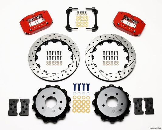 Wilwood Dynapro Radial Rear Kit 13.00in Drilled Red Nissan 350Z/Fiti G35 — Wilwood