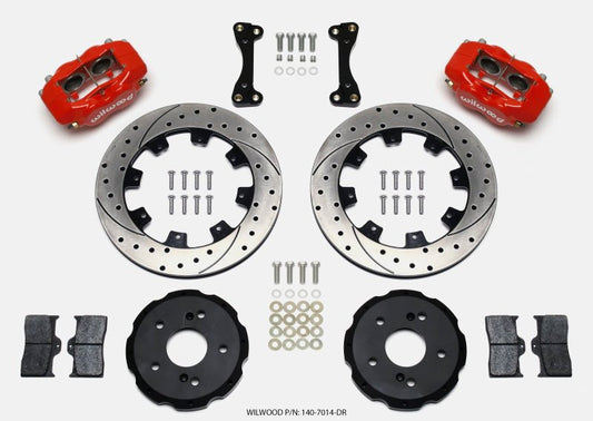 Wilwood Forged Dynalite Front Hat Kit 12.19in Drilled Red 02-06 Acura RSX-5 Lug — Wilwood