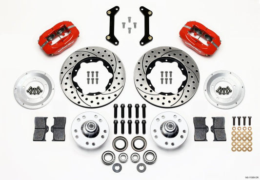 Wilwood Forged Dynalite Front Kit 11.00in Drilled Red 79-87 GM G Body — Wilwood