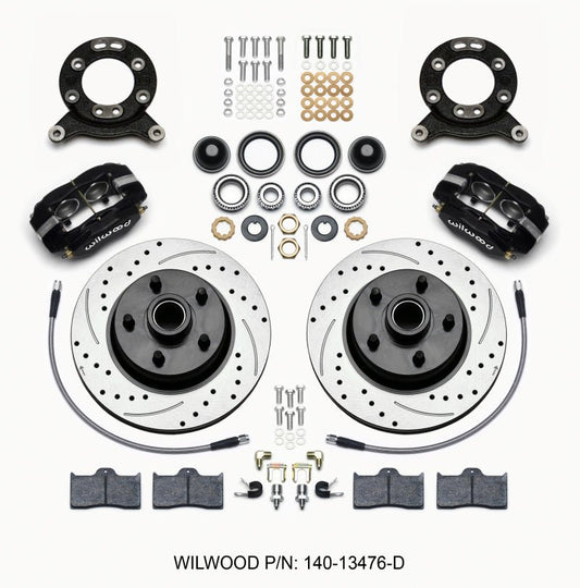Wilwood Forged Dynalite-M Front Kit 11.30in 1 PC Rotor&Hub-Drill 65-69 Mustang Disc & Drum Spindle — Wilwood
