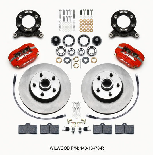 Wilwood Forged Dynalite-M Front Kit 11.30in 1 PC Rotor&Hub Red 1965-1969 Mustang Disc & Drum Spindle — Wilwood