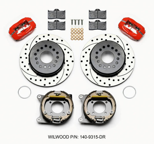Wilwood Forged Dynalite P/S Park Brake Kit Drilled Red 12 Bolt 2.75in offset Staggered Shock — Wilwood