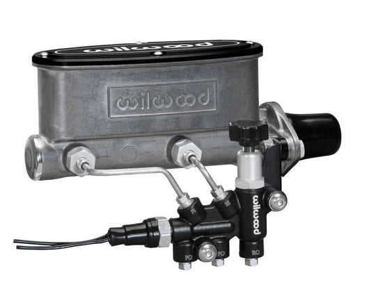 Wilwood HV Tandem M/C Kit w L/H Bracket & Prop Valve - 1 1/8in Bore — Wilwood