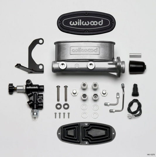 Wilwood HV Tandem M/C Kit w L/H Bracket & Prop Valve - 1 1/8in Bore — Wilwood