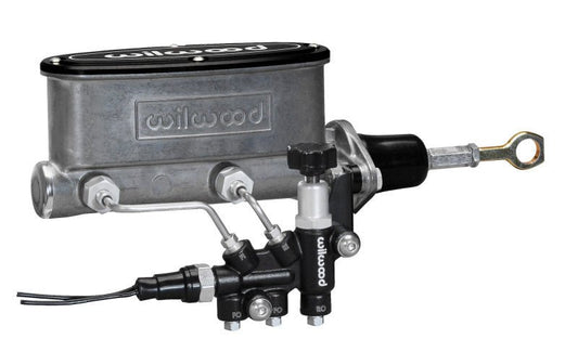 Wilwood HV Tandem M/C Kit w L/H Bracket & Prop Valve - 7/8in Bore-W/Pushrod - Early Mustang — Wilwood