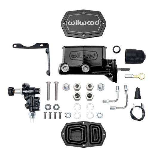 Wilwood Mopar Compact Tandem Master Cylinder Kit w/ Combination Valve & Pushrod 15/16in Bore - Black — Wilwood