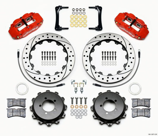 Wilwood Narrow Superlite 4R Rear Kit 12.88in Drilled Red 2012-Up Toyota / Scion FRS w/Lines — Wilwood