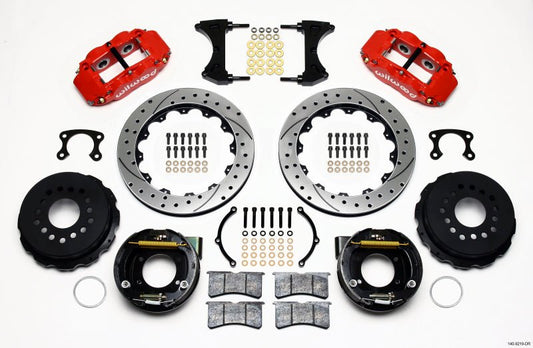Wilwood Narrow Superlite 4R Rear P-Brk Kit 12.88in Drill Red Big Ford New Style 2.50in Offset — Wilwood