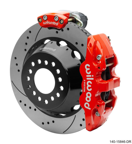 Wilwood Narrow Superlite 4R Rear P-Brk Kit AERO4 14in Rotor Big Ford New Style 2.5in Off - SRP Red — Wilwood