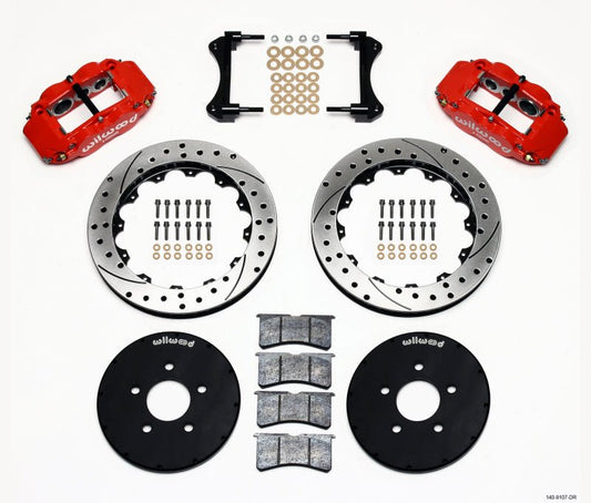 Wilwood Narrow Superlite 6R Front Hat Kit 12.88in Drill Red 1994-2004 Mustang — Wilwood