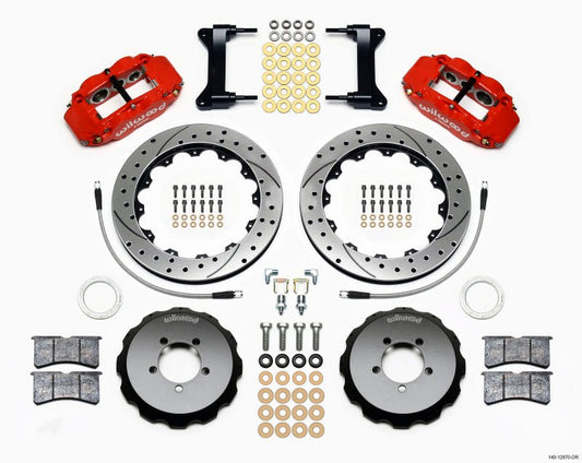 Wilwood Narrow Superlite 6R Front Hat Kit 12.88in Drill Red 2012-Up Toyota / Scion FRS w/ Lines — Wilwood