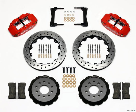Wilwood Narrow Superlite 6R Front Hat Kit 13.06in Drill Red 2005-2014 Mustang — Wilwood