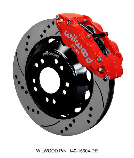 Wilwood Narrow Superlite 6R Front Hat Kit 14.00 Drilled Red 63-87 C10 w/ Wilwood Pro Spindles — Wilwood