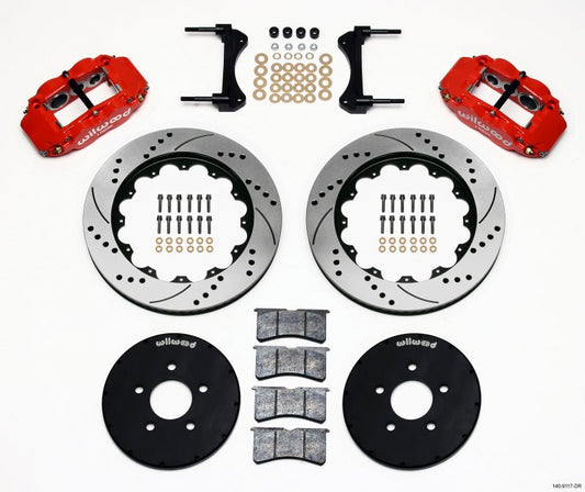 Wilwood Narrow Superlite 6R Front Hat Kit 14.00in Drill Red 1994-2004 Mustang — Wilwood