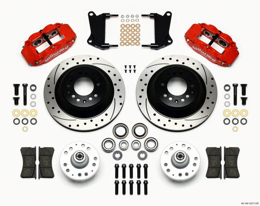 Wilwood Narrow Superlite 6R Front Hub & 1PC Rtr Kit 12.88in Drilled -Red 67-69 Camaro 64-72 Nova — Wilwood