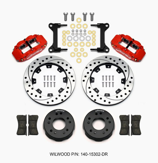 Wilwood Narrow Superlite 6R Front Kit 12.19in Drilled Red 63-87 C10 w/ Wilwood Pro Spindles — Wilwood