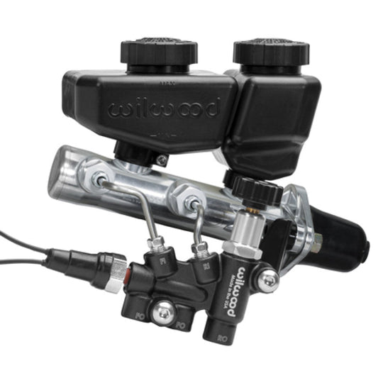 Wilwood Remote Tandem M/C Kit w/Bracket and Valve - 1in Bore Black — Wilwood